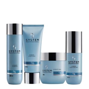 Kit System Professional Hydrate Shampoo H1, 250ml Conditioner H2, 200ml Mask H3, 200ml Quenching Mist H5, 125ml