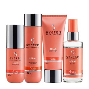 System Professional Solar Helio Spray125ml Shampoo250ml Conditioner200ml Oil100ml In Omaggio Pochette Porta Prodotti
